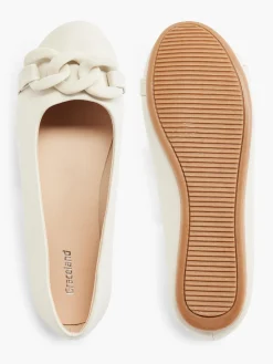 Cream Ballet Flat with Chain Detail