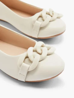 Cream Ballet Flat with Chain Detail