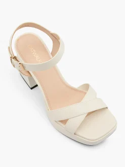 Cream Patent Platform Heel