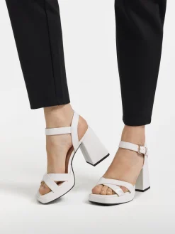 Cream Patent Platform Heel