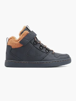 Dark Blue/Orange Junior Boys Velcro Hi-top