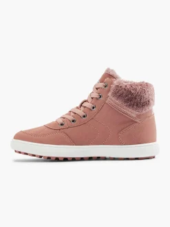 Dark Pink Faux fur Lace-Up boots