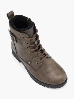 Dark Taupe Lace-Up Ankle Boot