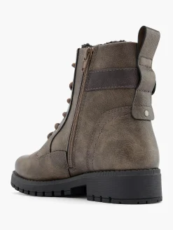 Dark Taupe Lace-Up Ankle Boot