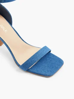 Denim Heeled Sandal with Ankle Strap