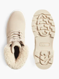 Faux Fur Apricot Lace-Up Winter Boots