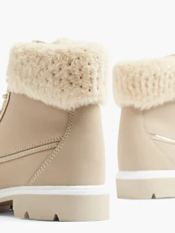Faux Fur Apricot Lace-Up Winter Boots