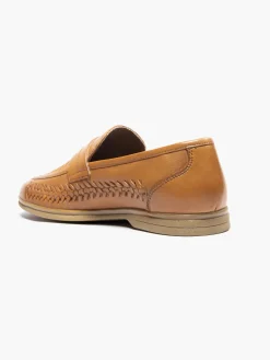 Formal Leather Tan Woven Slip-on Loafer