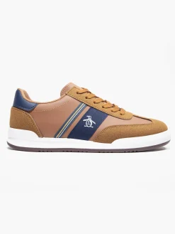 Gaz Tan/Navy Lace Up Casual Trainers