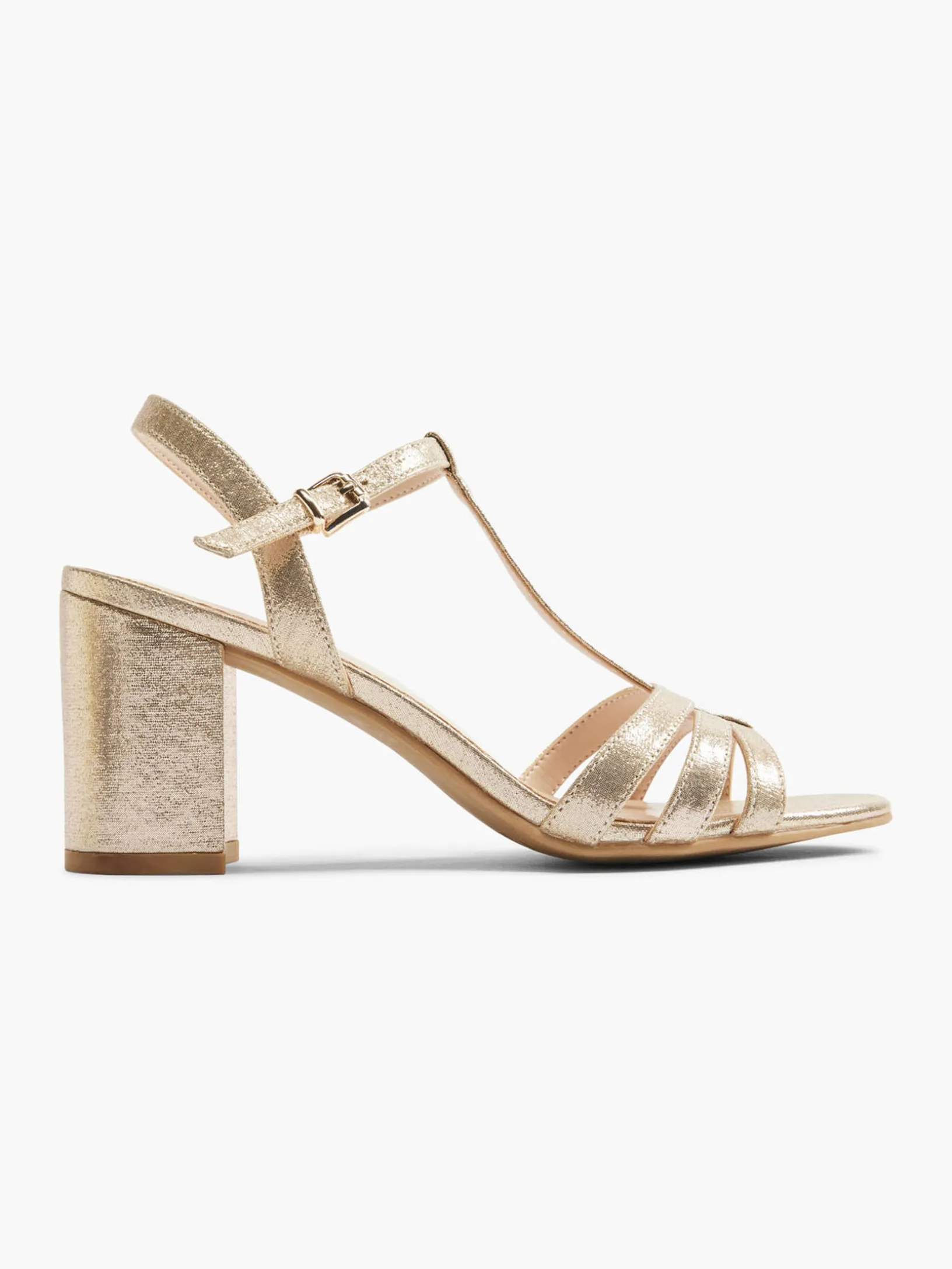Gold Block Heel Sandal