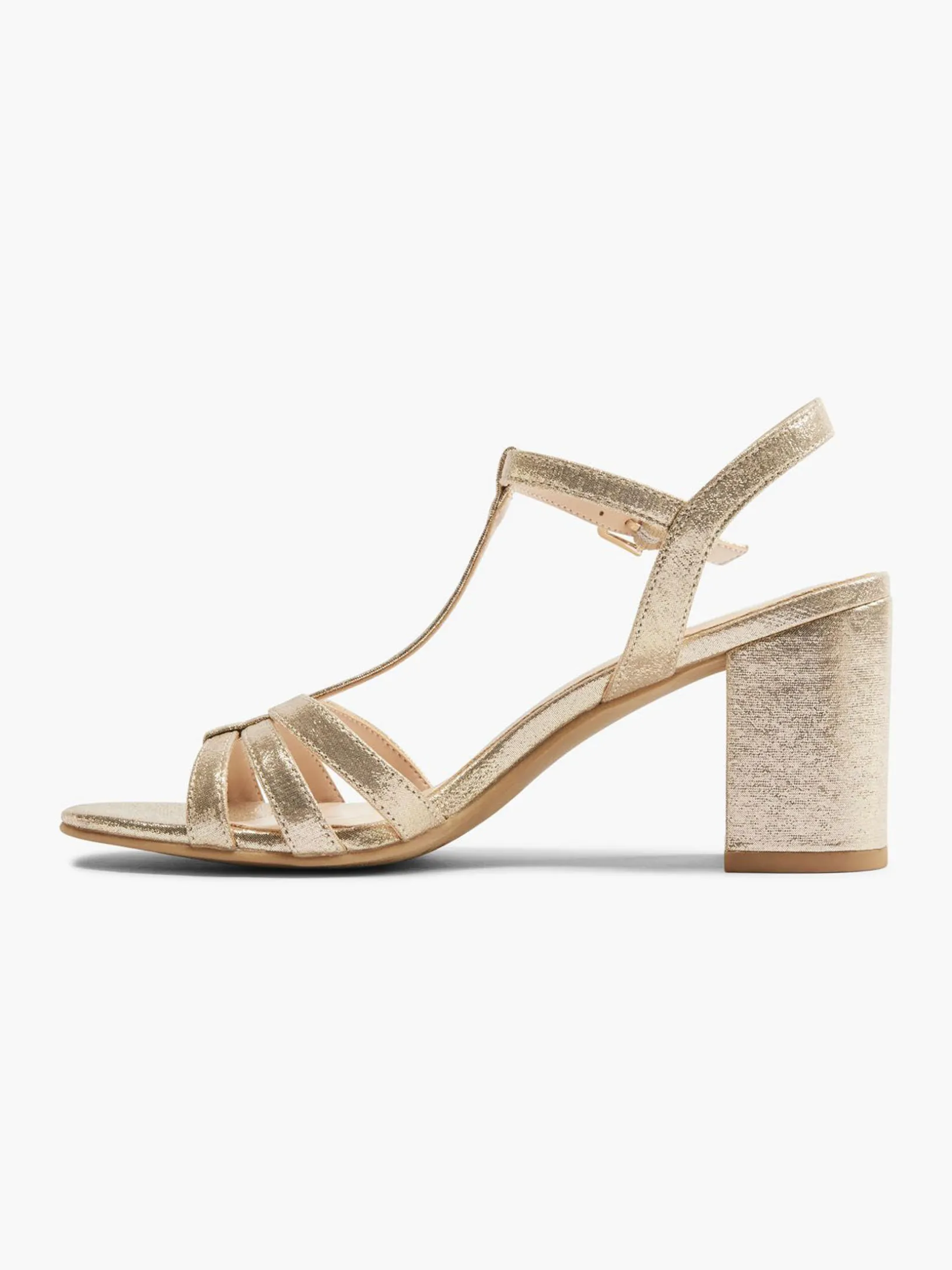 Gold Block Heel Sandal