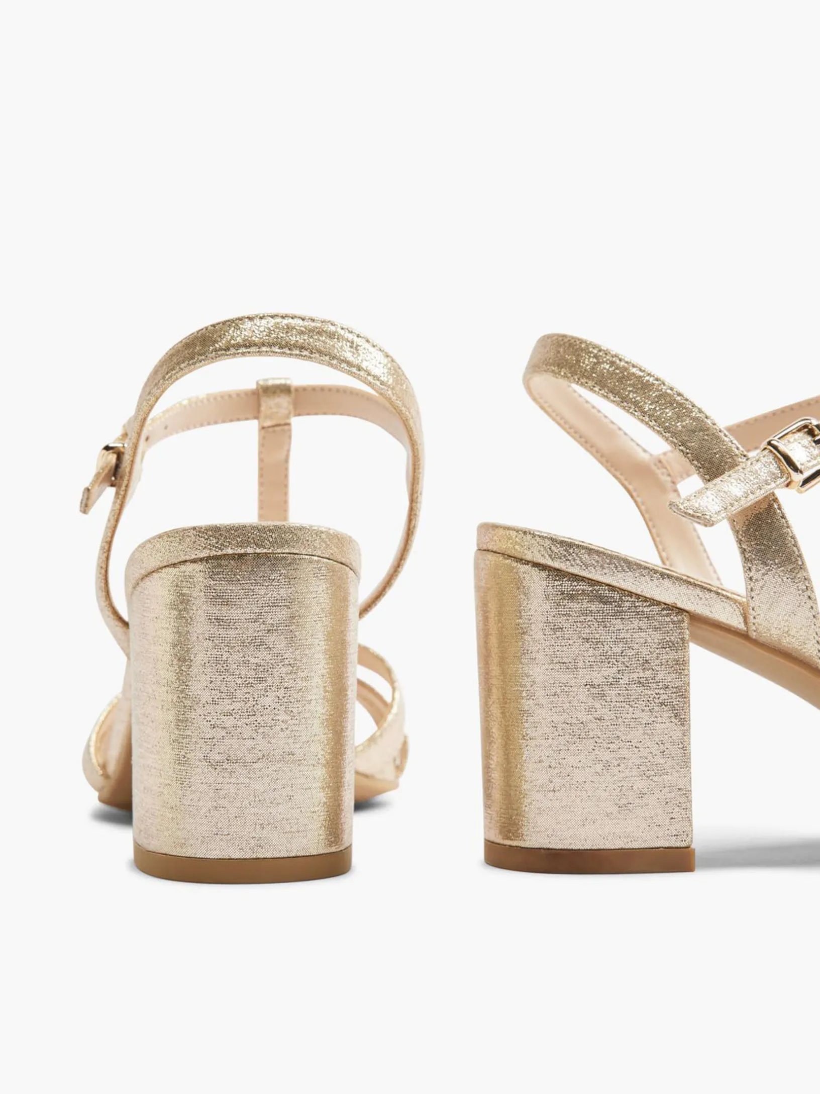 Gold Block Heel Sandal