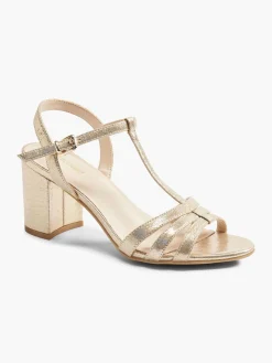 Gold Block Heel Sandal