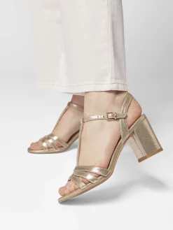 Gold Block Heel Sandal