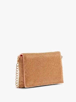 Gold Diamante Clutch Bag with Removable Shoulder Strap