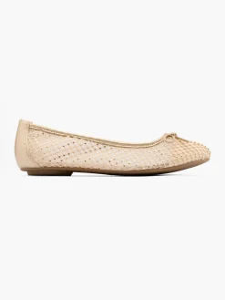 Gold Mesh Embellished Ballet Pump