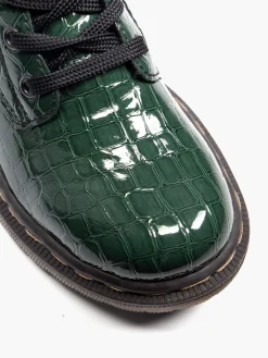 Green Rieker Croc Print Lace Up Ankle Boot