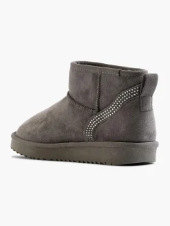 Grey Ankle Mini Boot with Diamante Detail