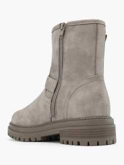 Grey Double Buckle Ankle Boot