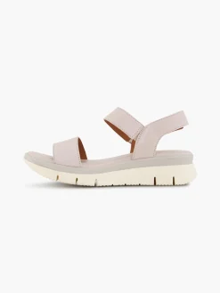 Grey Leather Ankle Strap Flat Sandal