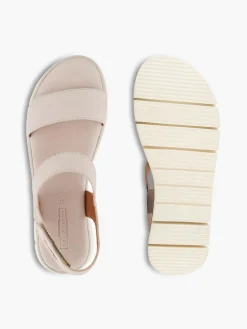 Grey Leather Ankle Strap Flat Sandal