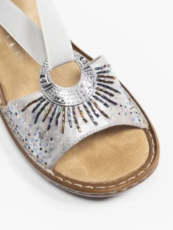 Grey Rieker Metallic Elasticated Comfort Sandal