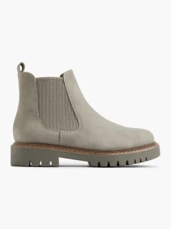 Grey Stretch Panel Chelsea Boot with Contrasting Sole Detail