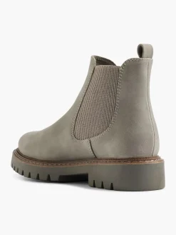 Grey Stretch Panel Chelsea Boot with Contrasting Sole Detail