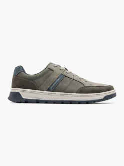 Grey/Navy Casual Lace-Up Trainers