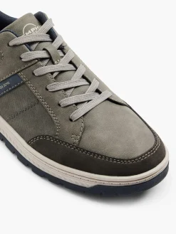 Grey/Navy Casual Lace-Up Trainers