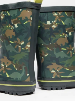 Junior Boys Camo Dinosaur Wellies