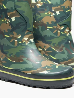 Junior Boys Camo Dinosaur Wellies
