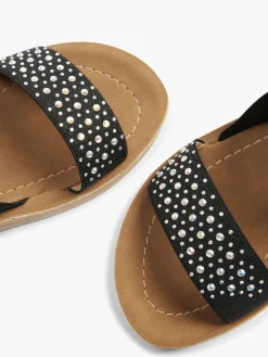 Junior Girl Black Gem Detail Sandal