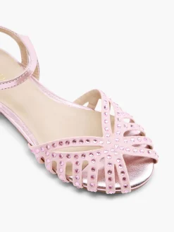 Junior Girl Pink Gem Open Weave Sandal