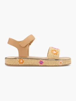 Junior Girl Raffia Sandal With Floral Detail