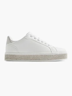 Junior Girl White Jewel Detail Casual Shoes