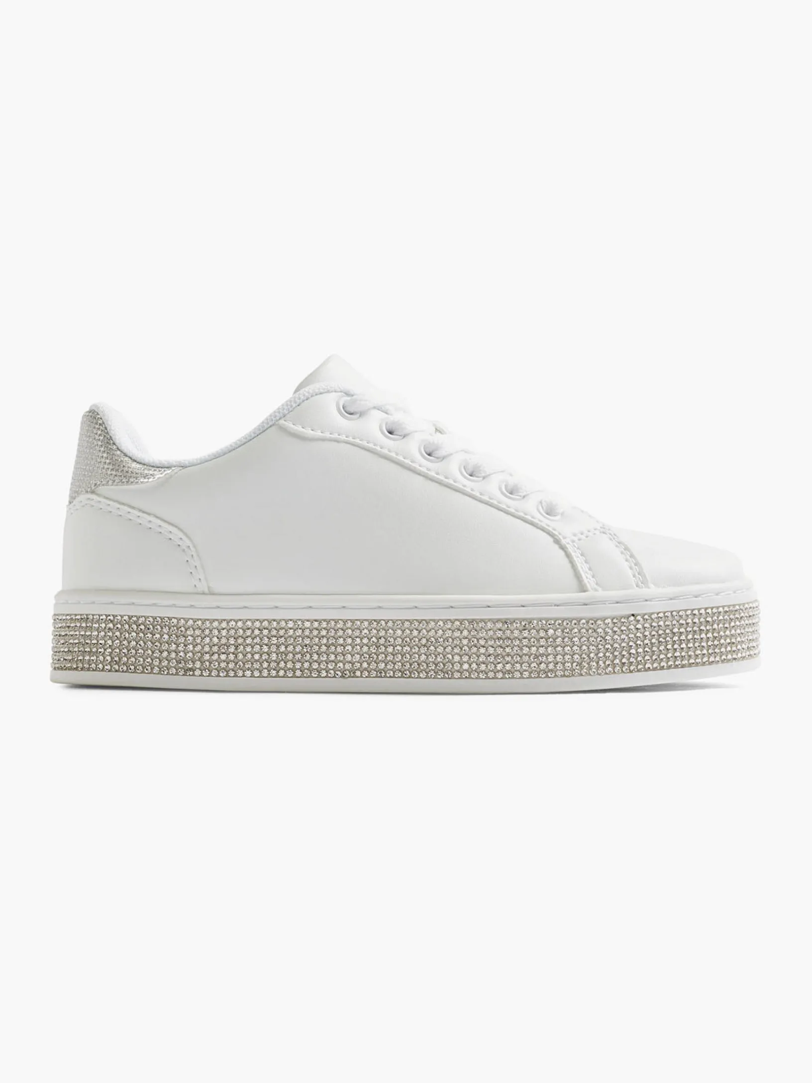 Junior Girl White Jewel Detail Casual Shoes