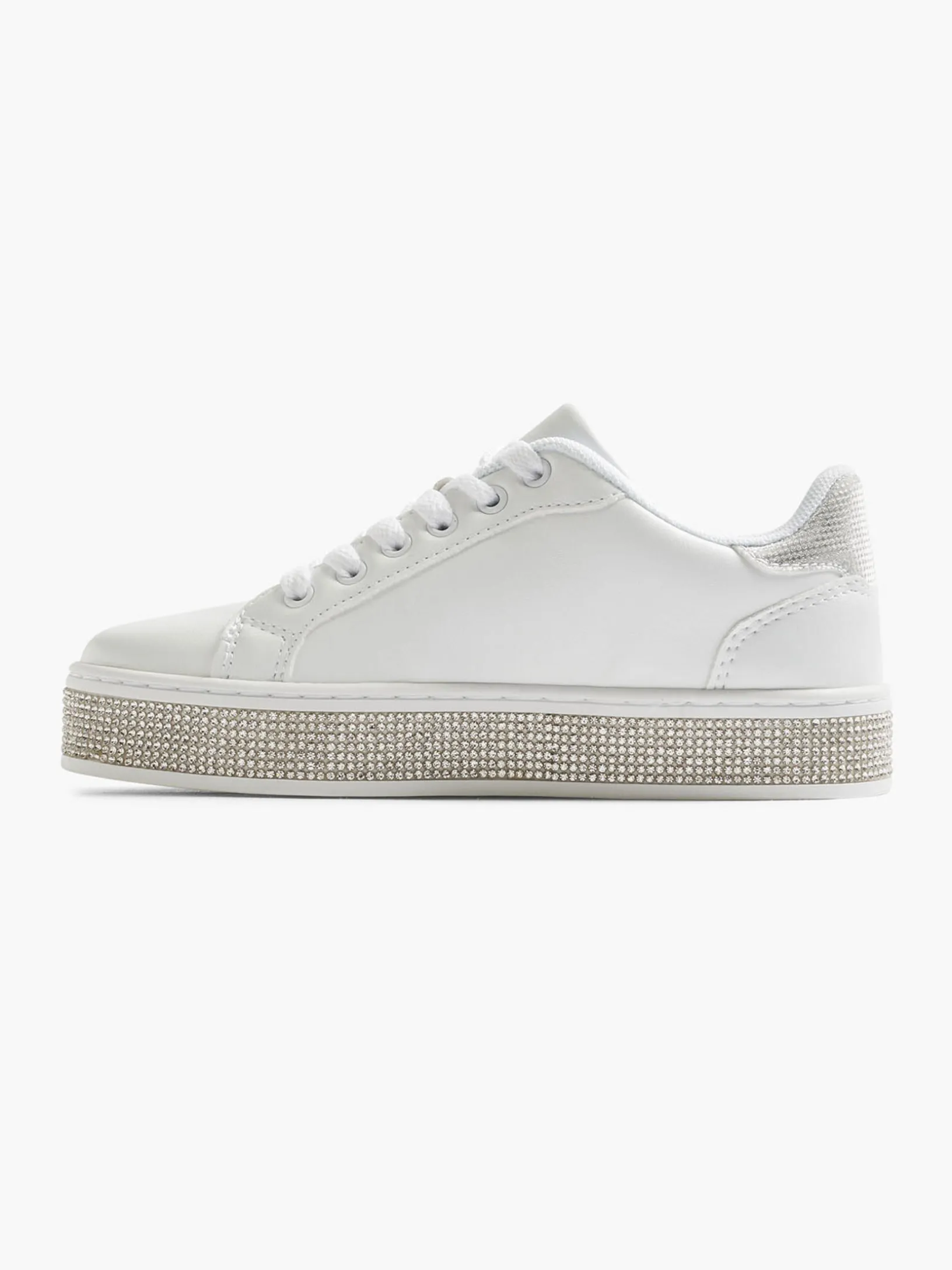 Junior Girl White Jewel Detail Casual Shoes