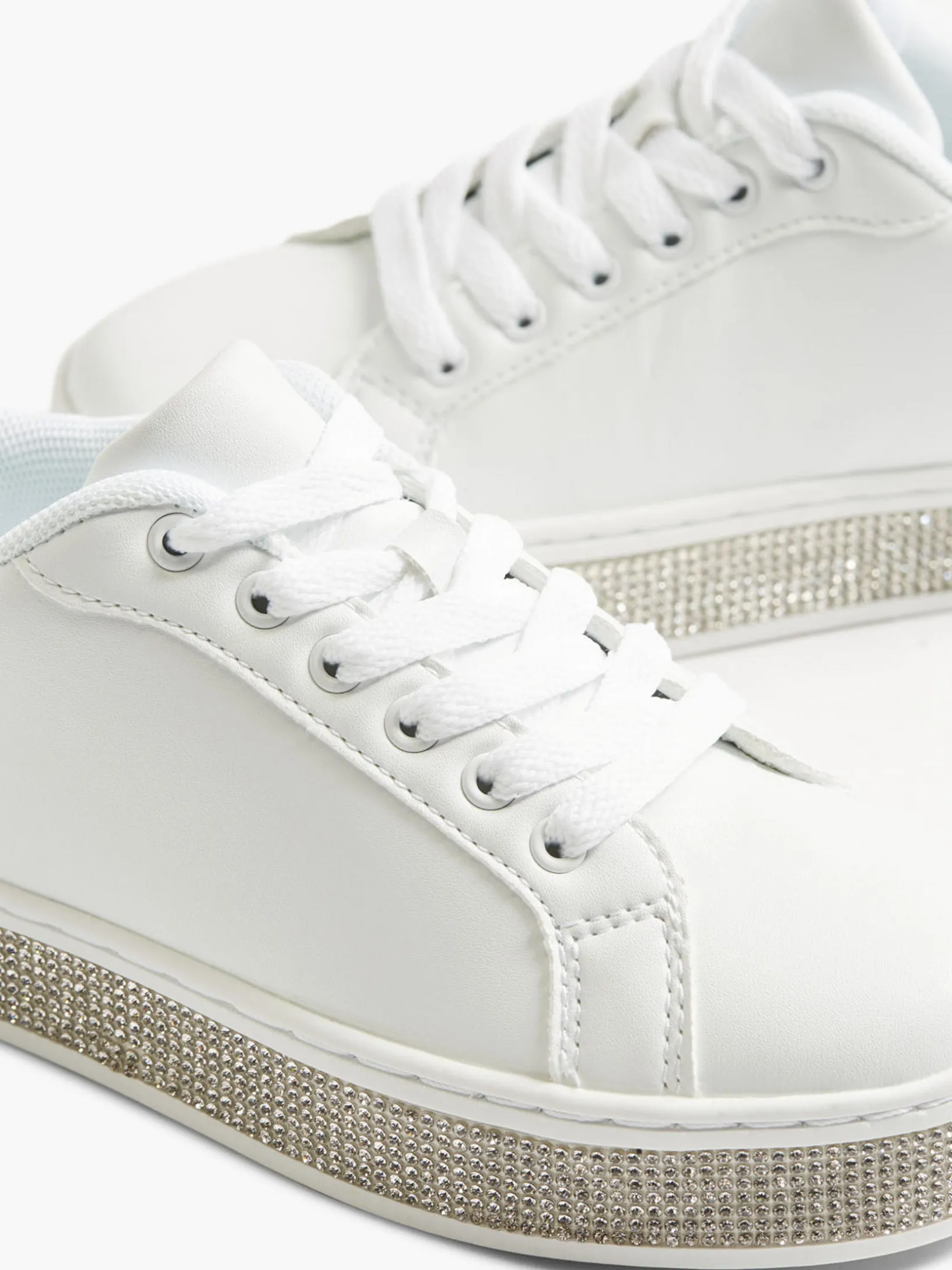 Junior Girl White Jewel Detail Casual Shoes