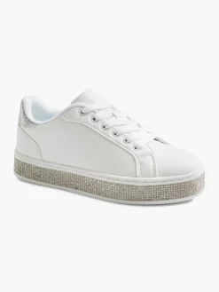 Junior Girl White Jewel Detail Casual Shoes