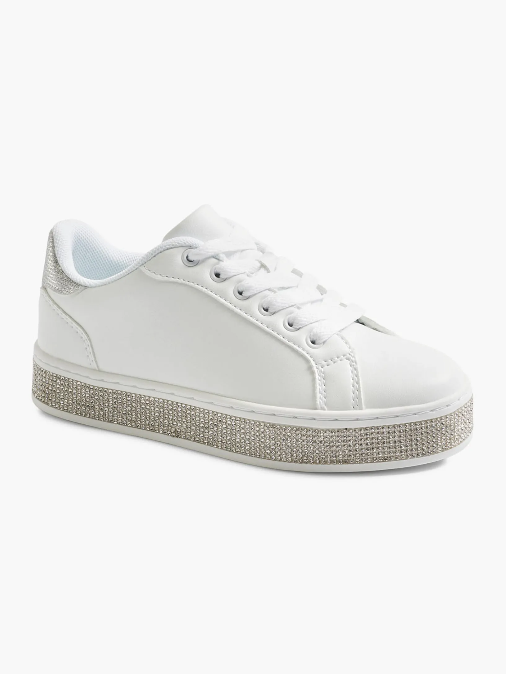 Junior Girl White Jewel Detail Casual Shoes