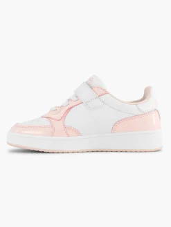 Junior Girls White/Pink Velcro Trainers