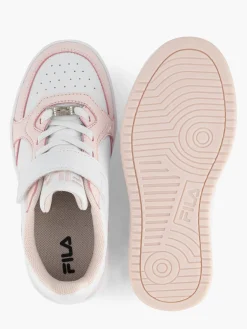 Junior Girls White/Pink Velcro Trainers
