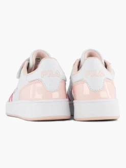 Junior Girls White/Pink Velcro Trainers
