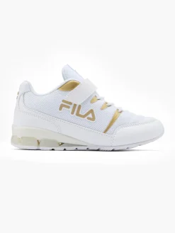 Junior White/Gold Velcro Trainers
