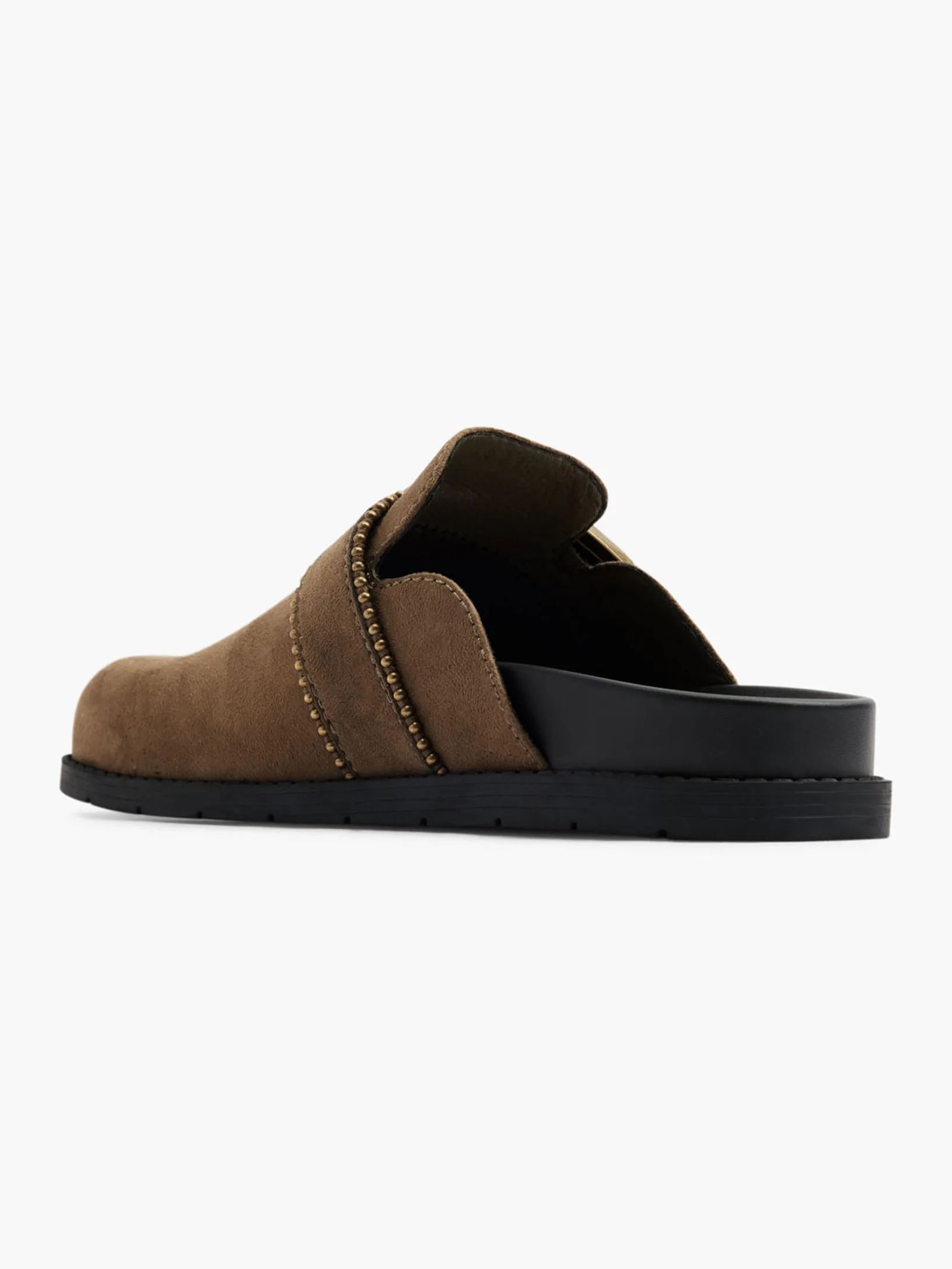 Khaki Closed Toe Footbed with Buckle and Stud Detail