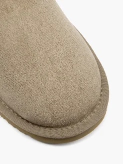 Khaki Faux Fur Collared Boot with Aztec Detail