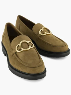 Khaki Loafer with Metallic Detail