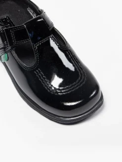 Kickers Junior Girl Black Patent Leather School Shoes