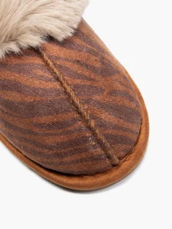 Ladies Animal Print Mule Slippers